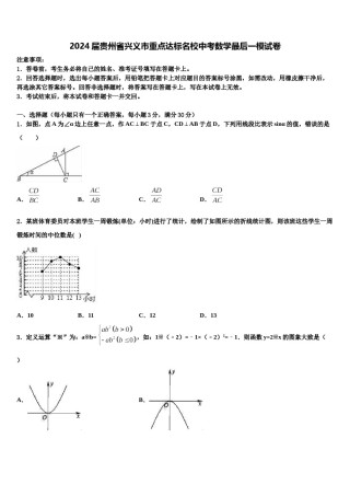 2024届贵州省兴义市重点达标名校中考数学最后一模试卷含解析.doc