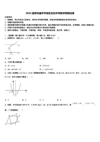 2024届贵州省毕节地区名校中考数学四模试卷含解析.doc