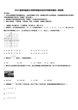 2024届贵州省遵义市桐梓县重点名校中考数学最后一模试卷含解析.doc