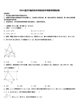 2024届辽宁省丹东市市级名校中考数学四模试卷含解析.doc