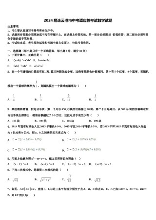 2024届连云港市中考适应性考试数学试题含解析.doc