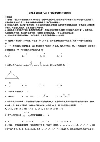 2024届重庆八中十校联考最后数学试题含解析.doc