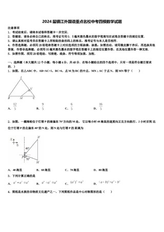 2024届镇江外国语重点名校中考四模数学试题含解析.doc