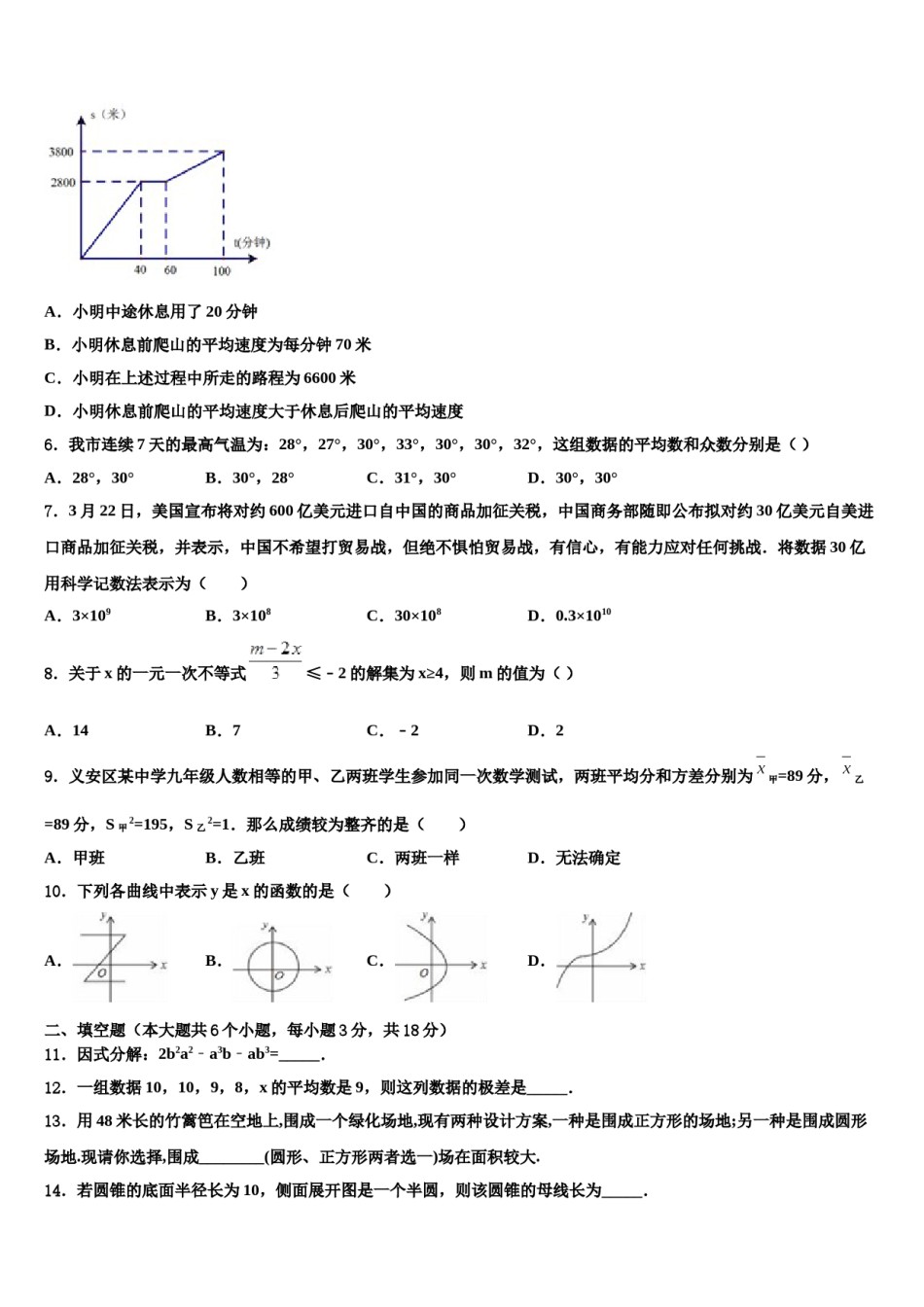 2024届陕西省合阳城关中学中考适应性考试数学试题含解析.doc_第2页