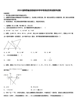 2024届陕西省合阳城关中学中考适应性考试数学试题含解析.doc