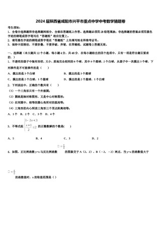 2024届陕西省咸阳市兴平市重点中学中考数学猜题卷含解析.doc