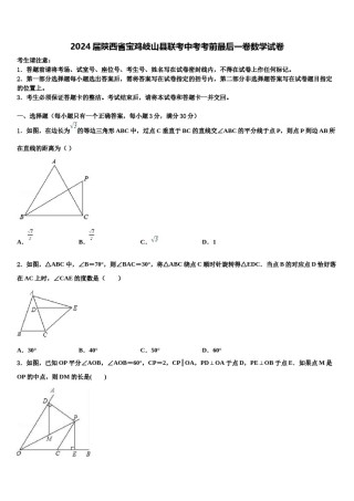 2024届陕西省宝鸡岐山县联考中考考前最后一卷数学试卷含解析.doc