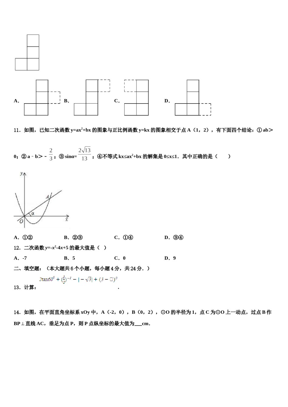 2024届陕西省渭南市名校中考五模数学试题含解析.doc_第3页