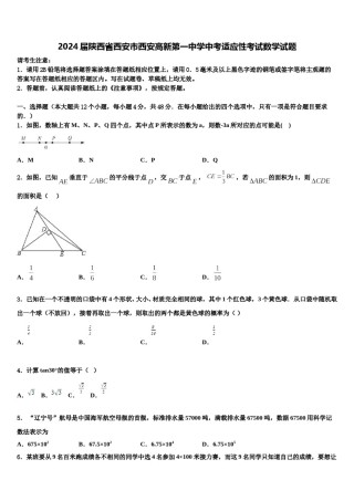 2024届陕西省西安市西安高新第一中学中考适应性考试数学试题含解析.doc