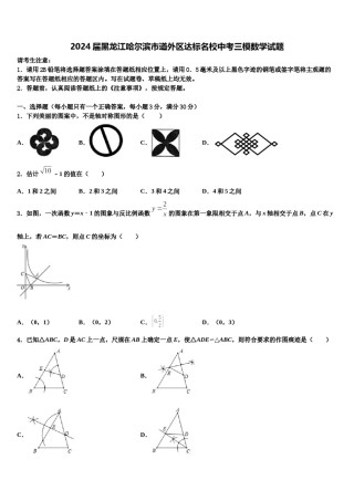 2024届黑龙江哈尔滨市道外区达标名校中考三模数学试题含解析.doc
