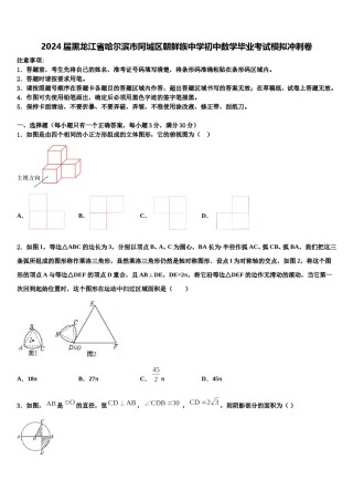 2024届黑龙江省哈尔滨市阿城区朝鲜族中学初中数学毕业考试模拟冲刺卷含解析.doc