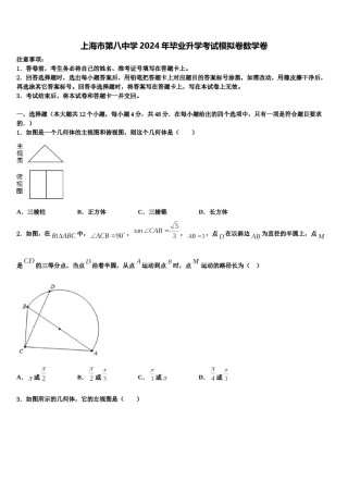 上海市第八中学2024年毕业升学考试模拟卷数学卷含解析.doc