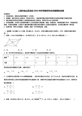 上海市金山区名校2024年中考数学对点突破模拟试卷含解析.doc