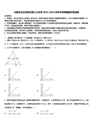 内蒙古乌兰浩特市第十三中学2023-2024学年中考押题数学预测卷含解析.doc