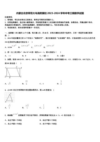 内蒙古北京师范大乌海附属校2023-2024学年中考三模数学试题含解析.doc