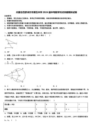 内蒙古巴彦淖尔市第五中学2024届中考数学对点突破模拟试卷含解析.doc