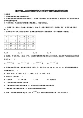 北京中国人民大学附属中学2024年中考数学适应性模拟试题含解析.doc