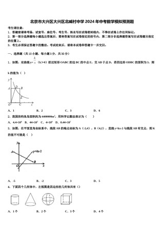 北京市大兴区大兴区北臧村中学2024年中考数学模拟预测题含解析.doc