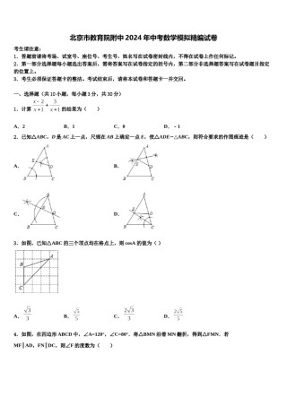 北京市教育院附中2024年中考数学模拟精编试卷含解析.doc