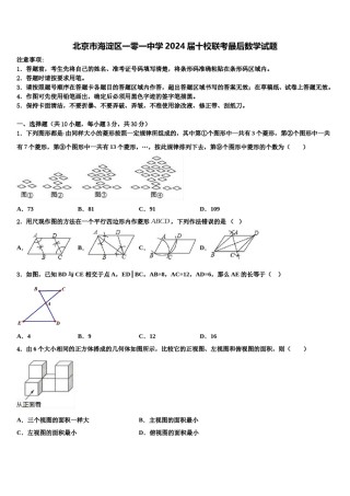 北京市海淀区一零一中学2024届十校联考最后数学试题含解析.doc