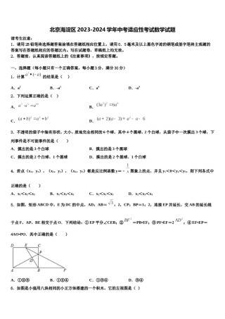 北京海淀区2023-2024学年中考适应性考试数学试题含解析.doc