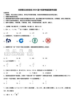北京顺义达标名校2024届十校联考最后数学试题含解析.doc