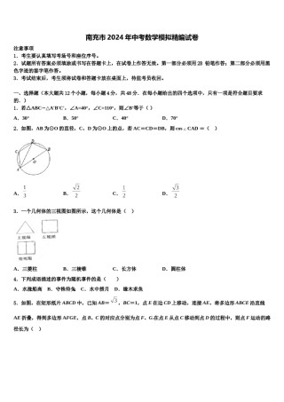 南充市2024年中考数学模拟精编试卷含解析.doc