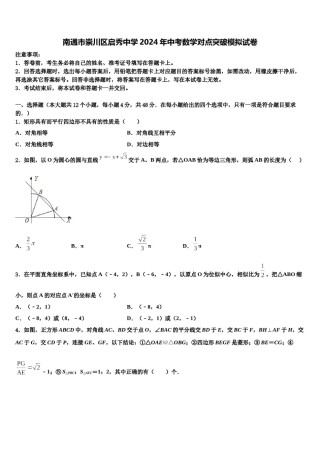 南通市崇川区启秀中学2024年中考数学对点突破模拟试卷含解析.doc