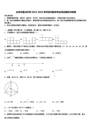台州市重点中学2023-2024学年初中数学毕业考试模拟冲刺卷含解析.doc