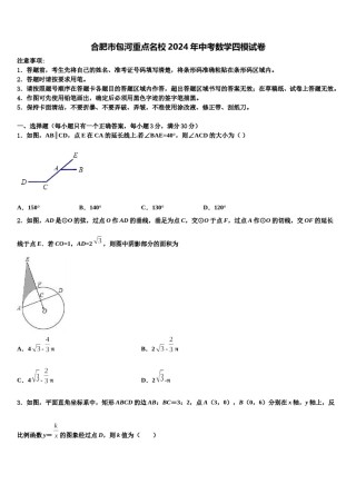合肥市包河重点名校2024年中考数学四模试卷含解析.doc