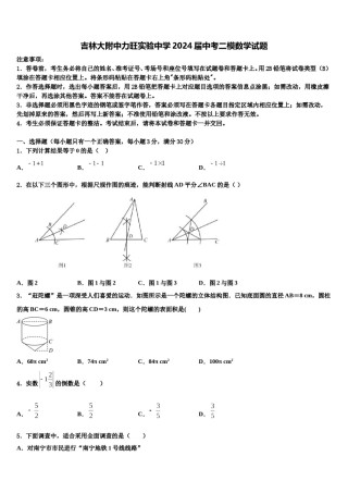 吉林大附中力旺实验中学2024届中考二模数学试题含解析.doc