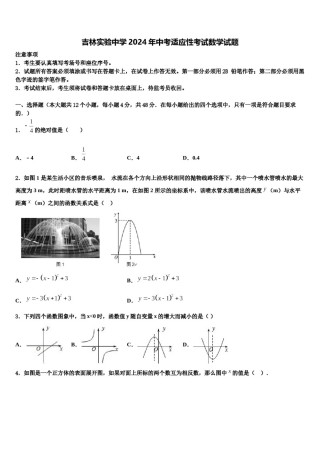 吉林实验中学2024年中考适应性考试数学试题含解析.doc