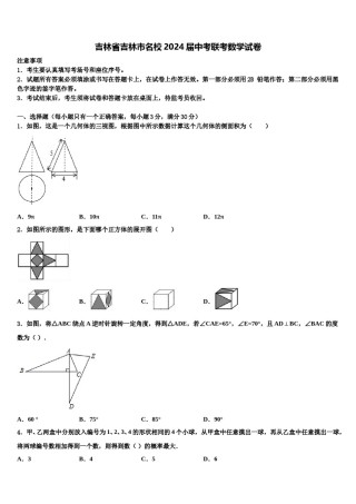 吉林省吉林市名校2024届中考联考数学试卷含解析.doc
