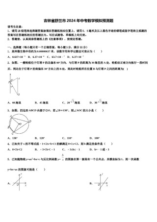 吉林省舒兰市2024年中考数学模拟预测题含解析.doc