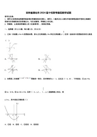 吉林省通化市2024届十校联考最后数学试题含解析.doc