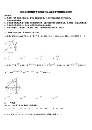 吉林省镇赉县镇赉镇中学2024年中考押题数学预测卷含解析.doc