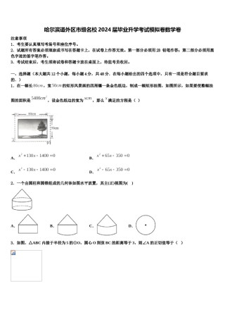 哈尔滨道外区市级名校2024届毕业升学考试模拟卷数学卷含解析.doc