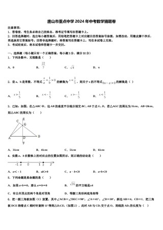 唐山市重点中学2024年中考数学猜题卷含解析.doc