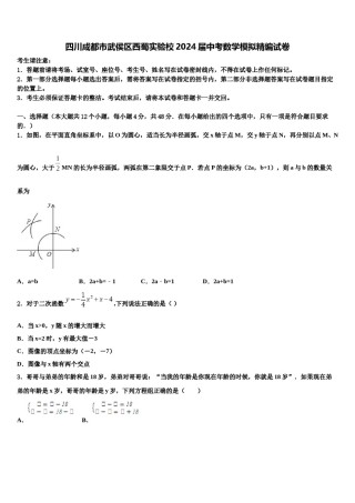 四川成都市武侯区西蜀实验校2024届中考数学模拟精编试卷含解析.doc