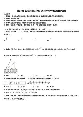 四川省乐山市沙湾区2023-2024学年中考四模数学试题含解析.doc