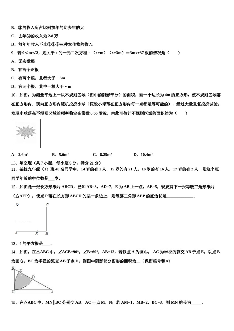 四川省乐至县联考2024年中考数学押题试卷含解析.doc_第3页
