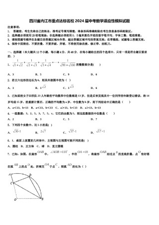 四川省内江市重点达标名校2024届中考数学适应性模拟试题含解析.doc