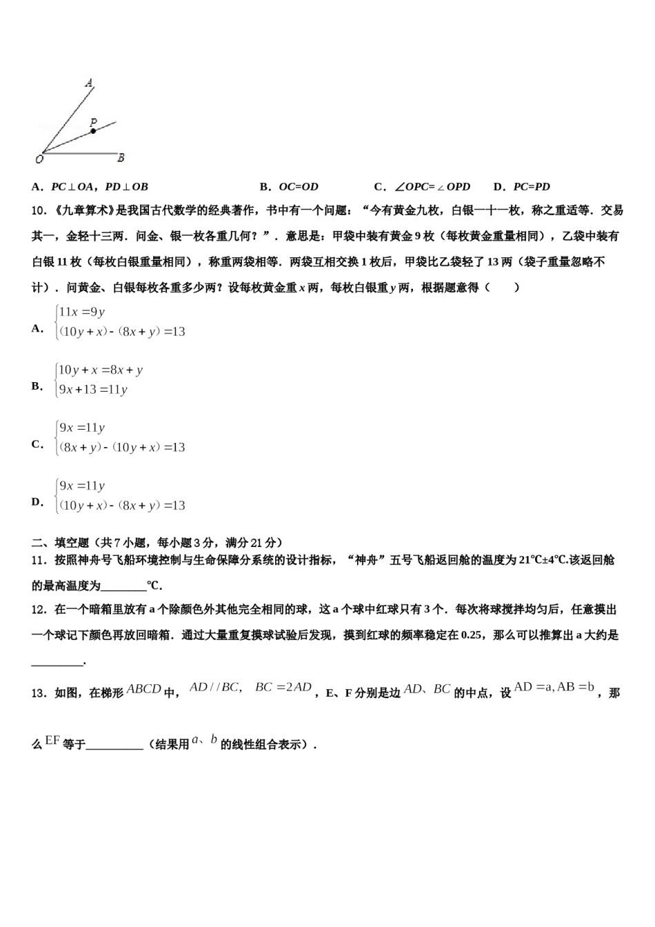 四川省宁南县重点名校2024届中考考前最后一卷数学试卷含解析.doc_第3页
