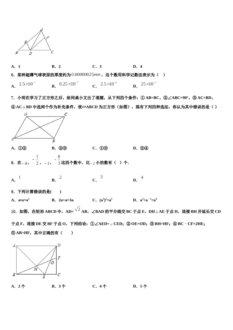四川省广元市2023-2024学年中考数学全真模拟试题含解析.doc_第2页