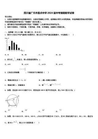 四川省广元市重点中学2024届中考猜题数学试卷含解析.doc