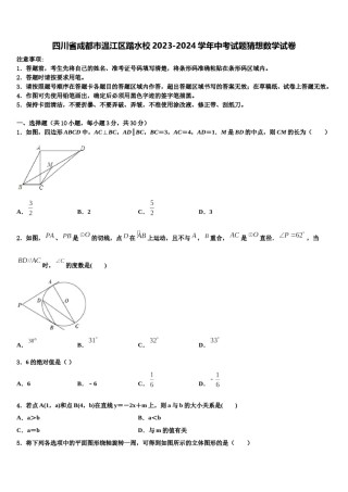 四川省成都市温江区踏水校2023-2024学年中考试题猜想数学试卷含解析.doc
