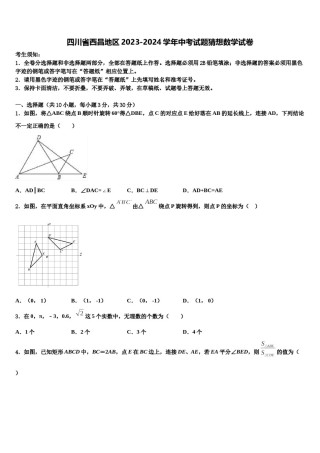 四川省西昌地区2023-2024学年中考试题猜想数学试卷含解析.doc