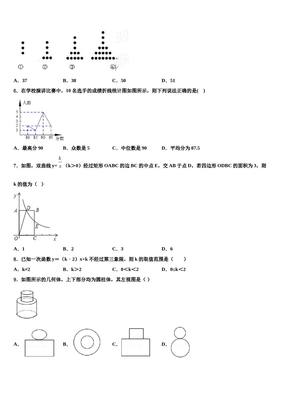 四川省达州市高级中学2024年中考一模数学试题含解析.doc_第2页
