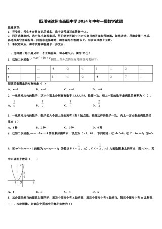 四川省达州市高级中学2024年中考一模数学试题含解析.doc