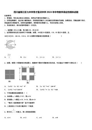 四川省锦江区七中学育才重点中学2024年中考数学适应性模拟试题含解析.doc